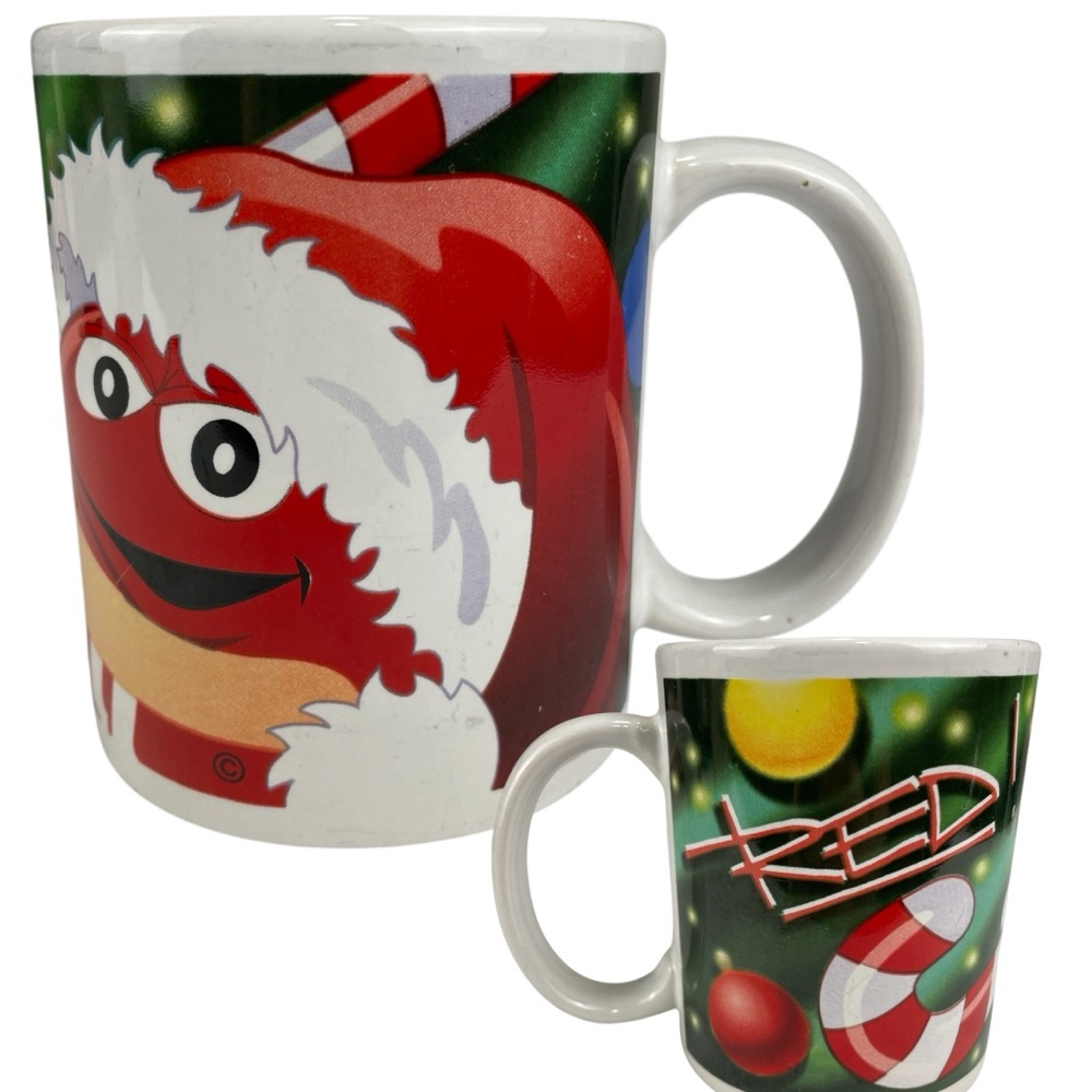 M&M RED Christmas Santa Hat Candy Cane Mug